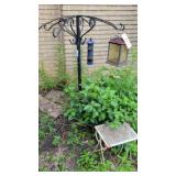 PLANT / BIRD HANGER W/ BIRD HOUSE, SM IRON TABLE