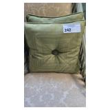 TWO GREEN DECORATIVE PILLOWS
