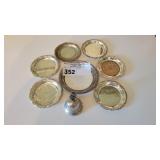 VINTAGE STERLING SILVER WINE COASTERS, BIRD BELL