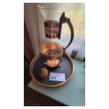 VINTAGE PRINCESS HOUSE COPPER & GLASS COFFEE CARAF