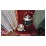 VINTAGE KNIGHT & HORSEHEAD ICE BUCKET,PEWTER SET