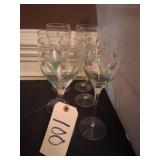 6 HANDPAINTED WINE GLASSES