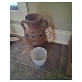 2 VASES GLASS & CERAMIC