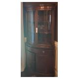 ANTIQUE CHINA CORNER CABINET CURVED GLASS DOORS