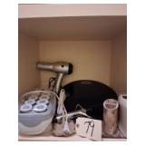 BLOW DRYER,SCALES, ELECT CURLERS,BTHROOM SET