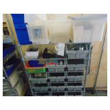 Metal Shelf w/Plastic Bins On Casters