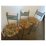 Three Metal Stools w/Cushion Seat
