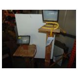 Two Work Lights On Wooden Stand