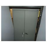 Metal Two Door Cabinet & Contents of Jars
