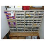 Bin of Misc. Metric Bolts & Wooden Stand