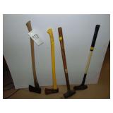 Misc. Grouping Wood Mack, Sledge Hammer, 2 Axles