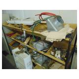 Metal Shelf w/Plastic Bins Contents of Elec. Supplies