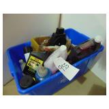 Tote of Misc. Car Care, Soap, Lubes, Etc.