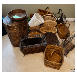 Woven and Wire Baskets with Handles and Varied Designs
