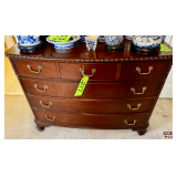 Wooden Chest Of Drawers with Brass Hardware and Rolled Trim Design