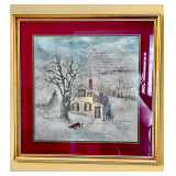Winter Themed Framed Artwork Signed by Dr. Morgan, Dated 1998