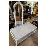 Wicker Full-Length Mirror With Matching Glass Top Table
