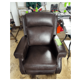 Brown Faux Leather Recliner Chair with Nailhead Trim