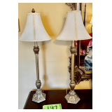 Pair of Ornate Table Lamps with Decorative Metal Bases