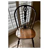 Vintage Wooden Chair with Spindle Back and Floral Motif