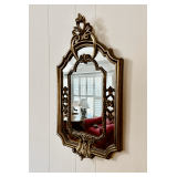 Ornate Wall Mirror with Decorative Frame in Gold Finish