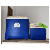 Igloo Cooler and Little Playmate Cooler in Blue and White