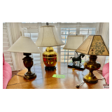 Four Table Lamps With Various Designs and Shades