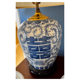 Blue And White Chinese Style Porcelain Lamp and Assorted Ceramics With Patterns