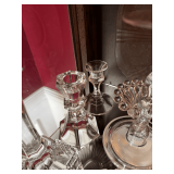 Glass Candle Holders and Stemware From Display Cabinet