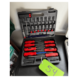 Tool Set with Red Handled Drivers, Torx Bits, and Flexible Extension