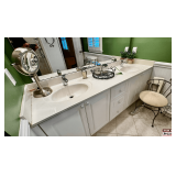 Bath Accessories Including Moen Grab Bar, Mirror, and Glass Wall Shelf