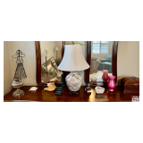 Decorative Items Including Figurines, Vases, and Framed Artwork