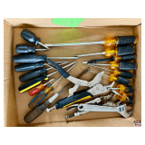 Grouping of Hand Tools including Screwdrivers, Pliers, and Wrenches
