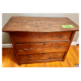 Wooden Three-Drawer Chest With Brass Handles
