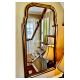 Gold Framed Wall Mirror with Arched Top Design