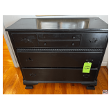 Wooden Chest of Drawers With Decorative Handles and Trim