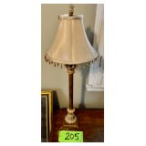 Pair of Decorative Table Lamps with Fabric Shades and Beaded Trim