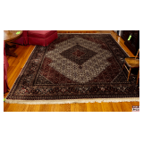Handwoven Oriental Rug with Medallion Design and Patterned Border