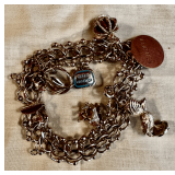 JB Sterling Silver Charm Bracelet with Various Charms and Date Marking 8-19-72