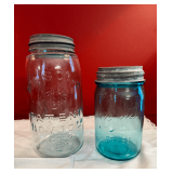 Two Mason Jars Featuring Ball Perfect Mason and Patent Nov. 30th 1858 Markings with Zinc Lids
