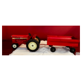 Vintage International Harvester Toy Tractor and Wagon by Ertl Made in USA