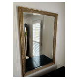 Rectangular Wall Mirror with Gold Ornate Frame Design