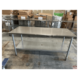 30'X72' Stainless Steel Table on Casters