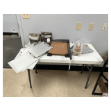 Table w/ Assorted Office Supplies