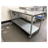 30'X72' Stainless Steel Table on Casters