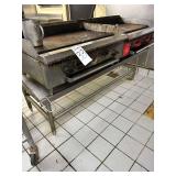 (2) 36in Gas Flat Tops and Stainless Equipment Stand