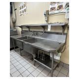 Two Compartment Sink with Overshelf 96in x 32in
