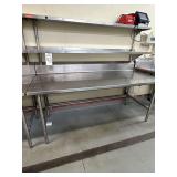 All Stainless Baker's Table 80in x 36in x 34in with Double Over Shelf