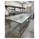 Stainless Chef Table 84in x 34in x 44in with Over Shelf and Butch Paper Dispenser with New Roll of Butcher Paper