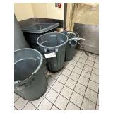 Waste Bin Lot: (3) Trash Cans, (1) Trash Rolling Bin